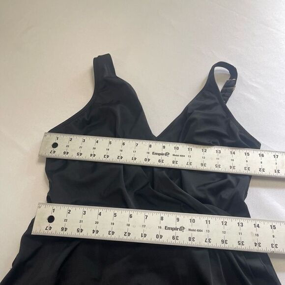Vintage Roxanne Black Bra Sized One Piece Swimdress Size 16 40 C Union USA - Picture 6 of 9